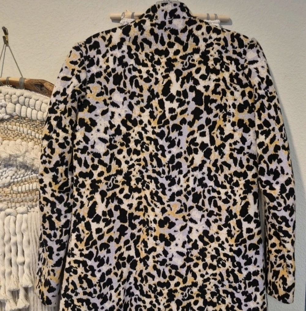 0/2 H&M Animal Print Open-Front Long Sleeve Fully Lined Coat w/ Pockets - Picture 6 of 14